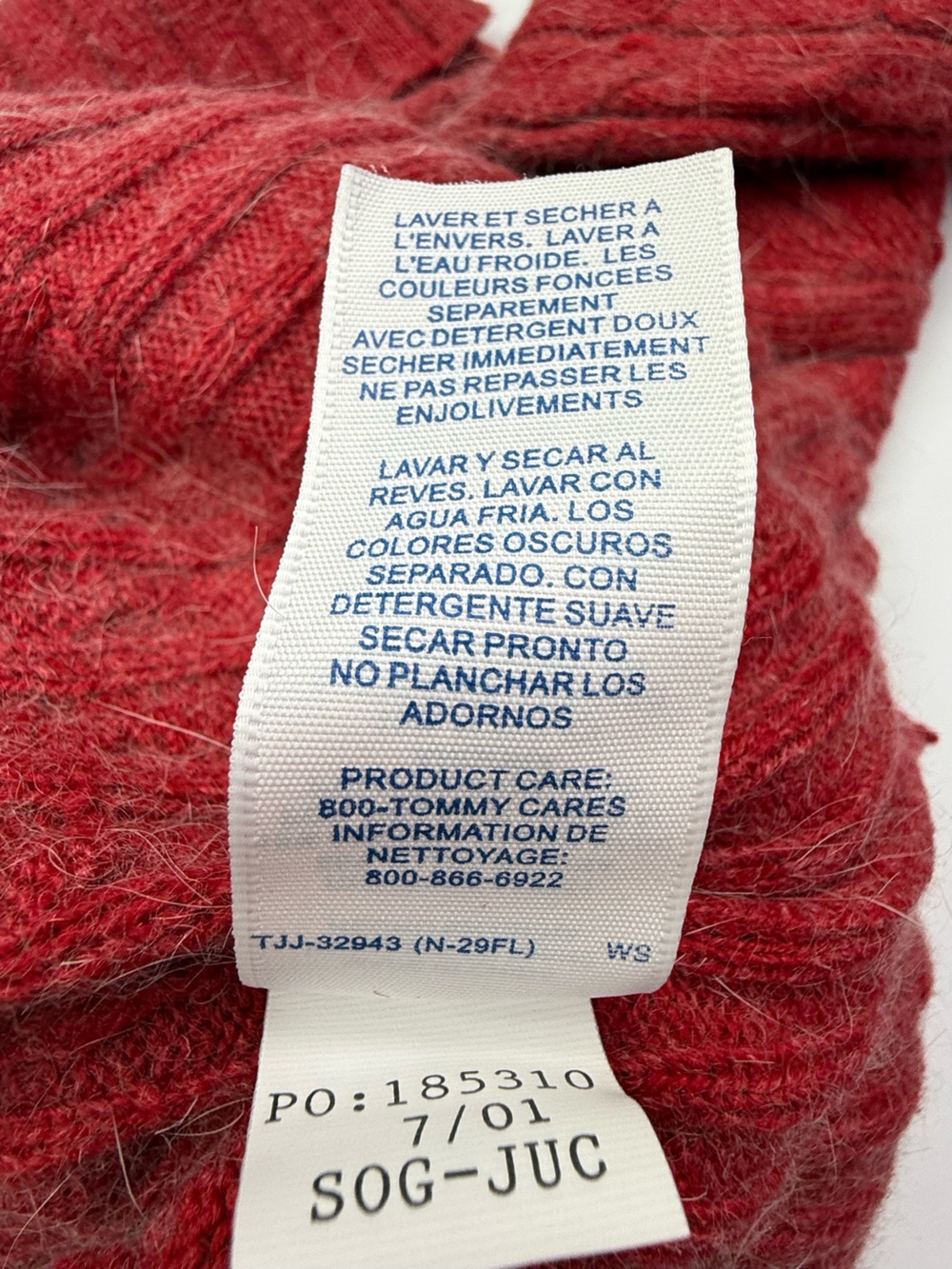 Vintage Y2K NWT Tommy Hilfiger Turtleneck Sweater Small Red Wool Long Sleeve - Picture 9 of 10